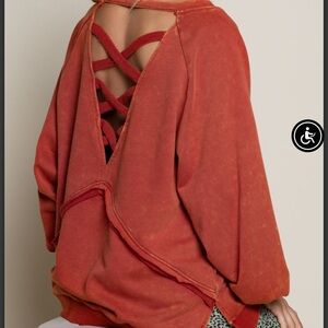 POL Rust Red Open Back Sweater